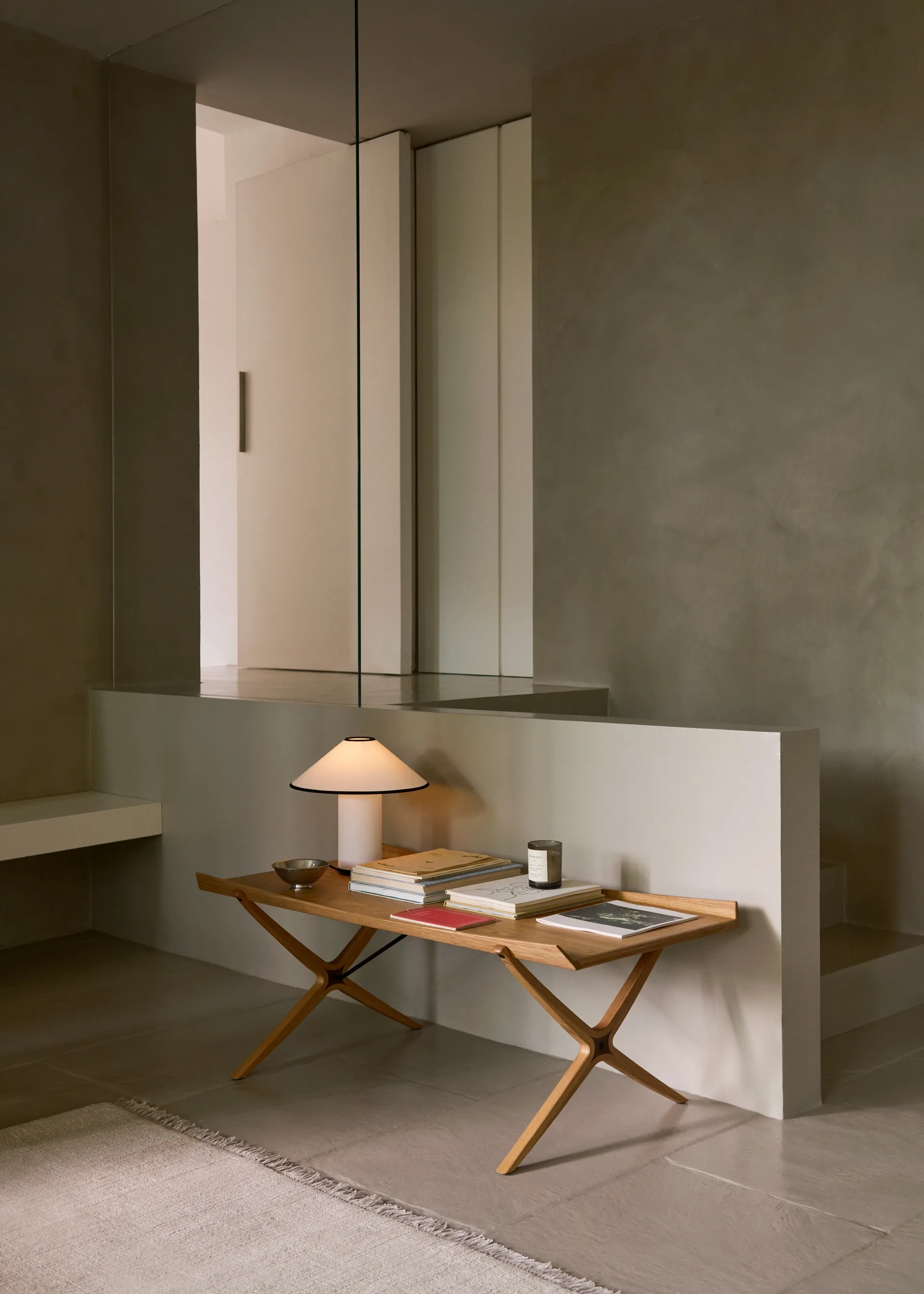 X HM13 coffee table 61x120 cm, Lacquered oak-walnut inserts &Tradition