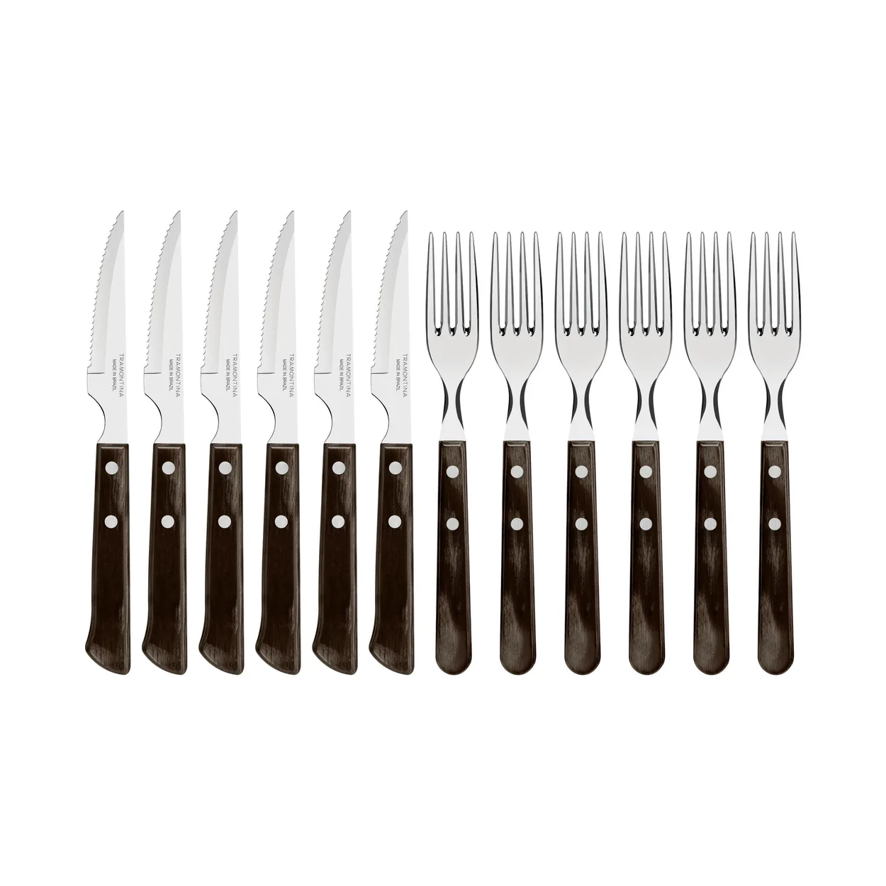 Tramontina Churrasco Steak Knives 12 pieces Brown-shiny