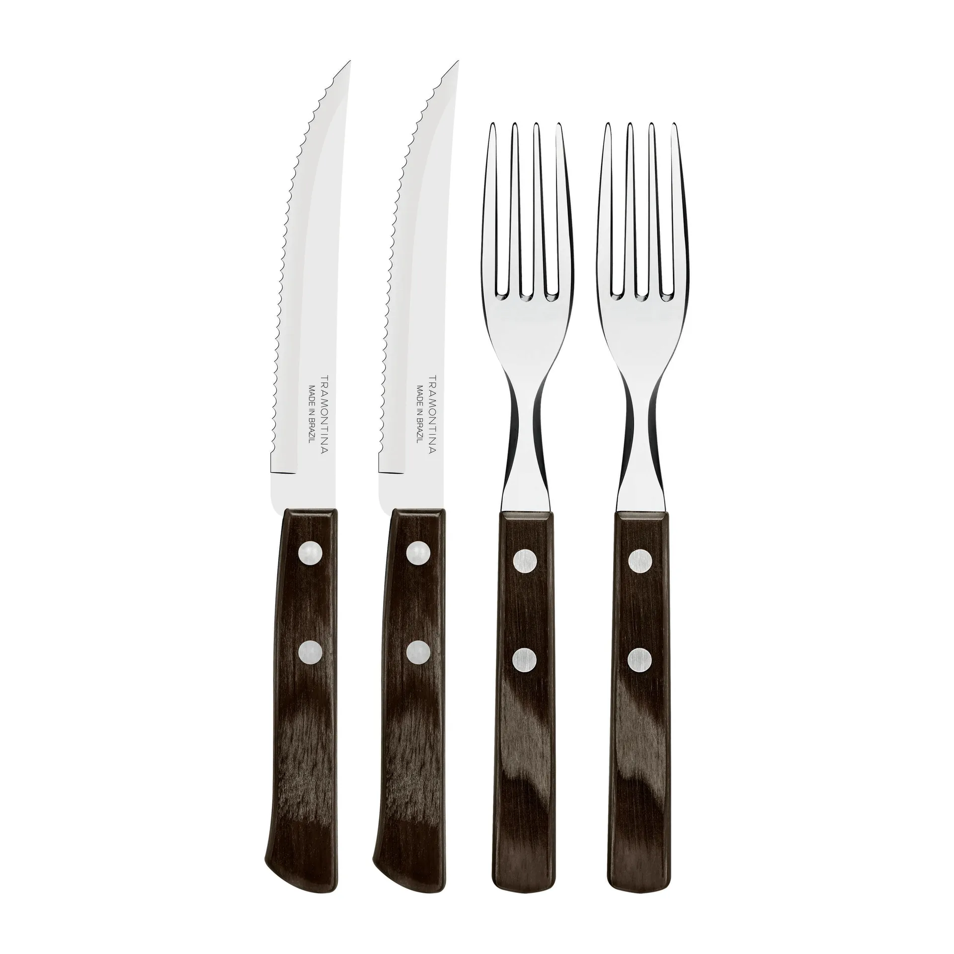 Steak cutlery 4 pieces, Brown-shiny Tramontina