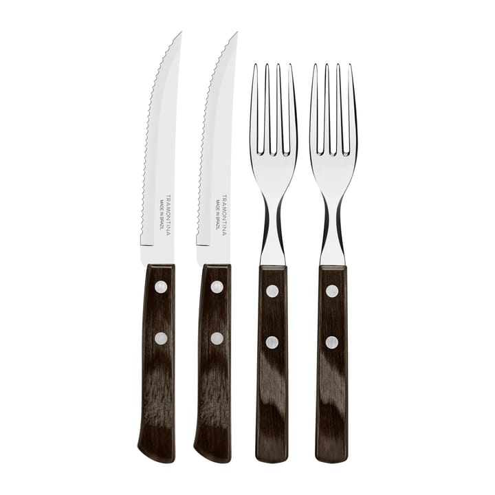 Steak cutlery 4 pieces, Brown-shiny Tramontina