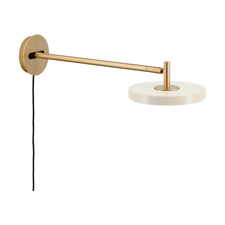Asteria Wall wall lamp, Long, Pearl white-brass Umage