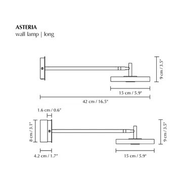 Asteria Wall wall lamp - Long, Polished steel - Umage
