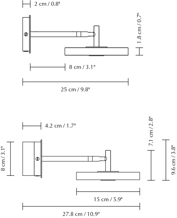 Asteria Wall wall lamp, Short, Nuance mist-brass Umage