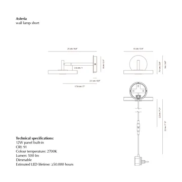 Asteria Wall wall lamp - Short, Nuance rose-chrome - Umage