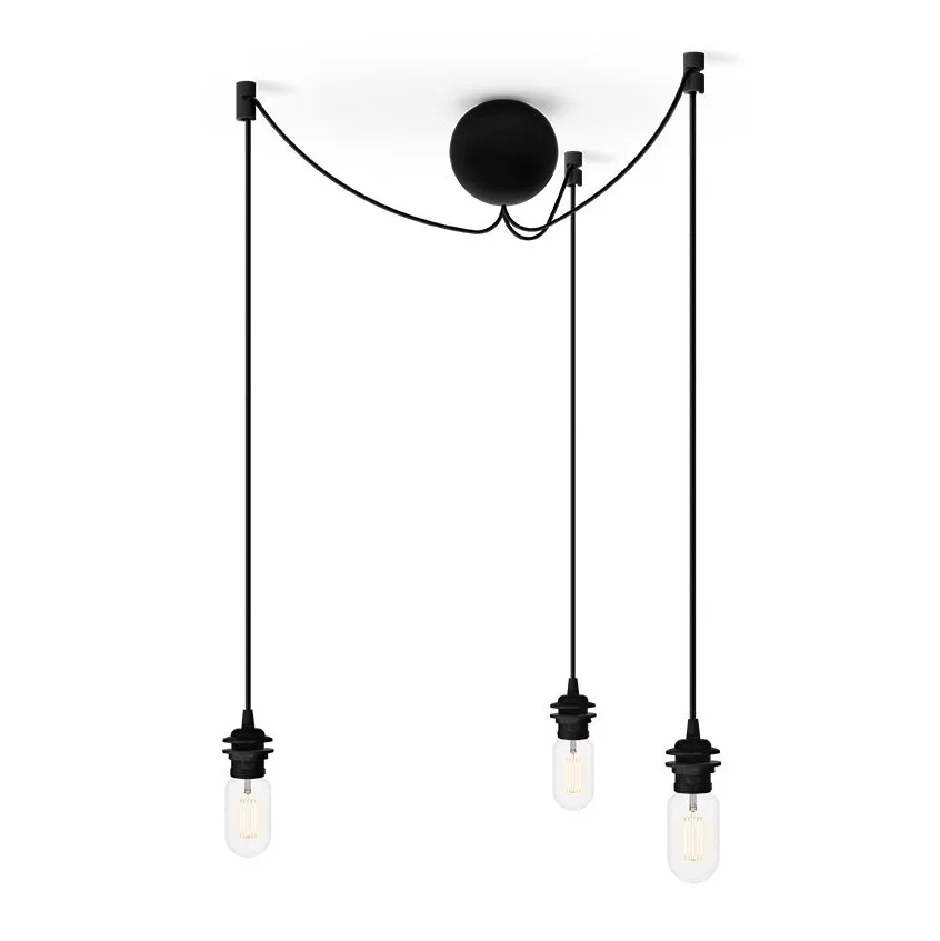 Umage Cannonball ceiling cup with 3 cords black | Scandinavian Design | Lamp hooks & suspensions | Black