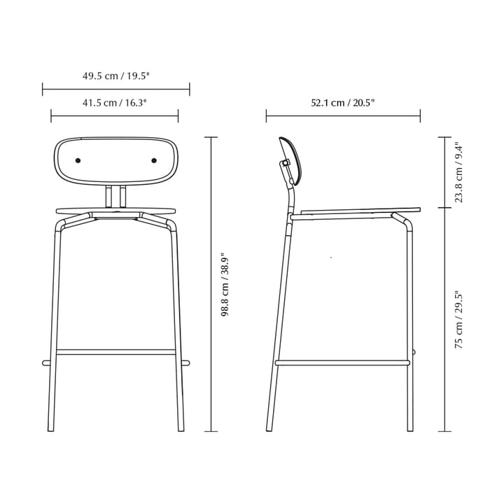 Curious bar stool 75 cm, Oak-black Umage