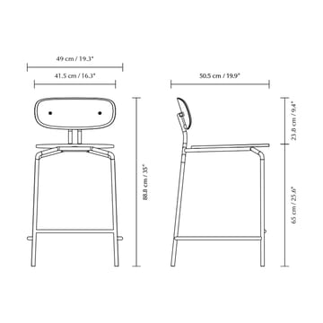 Curious barstool 65 cm - Oak-black - Umage