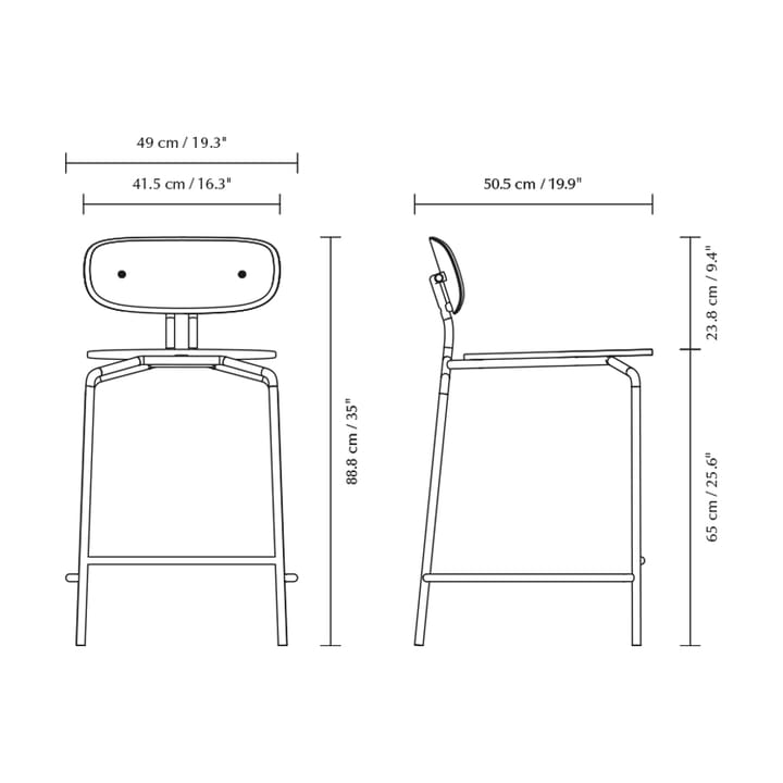 Curious barstool 65 cm, Oak-black Umage