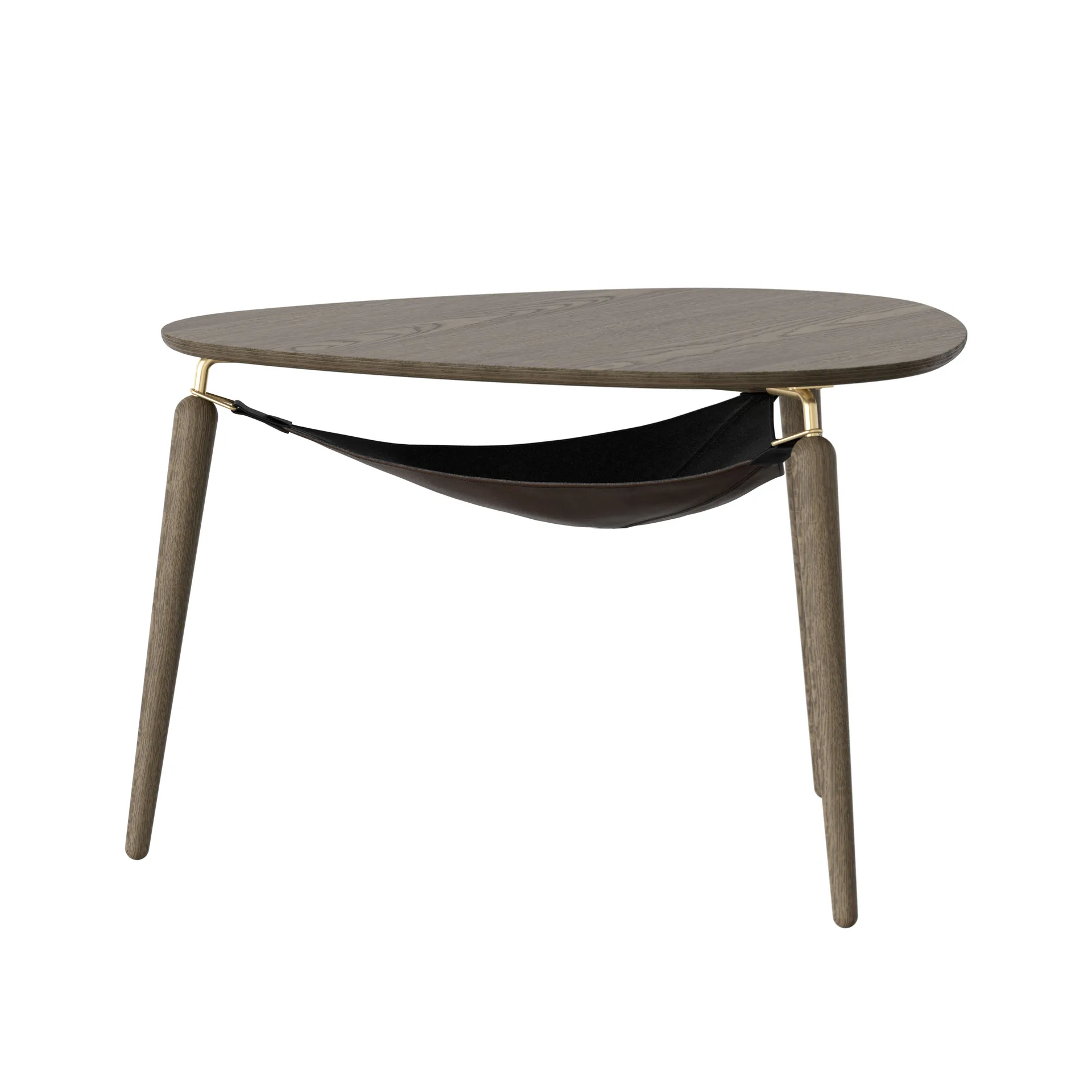 Hang Out coffee cup table, Dark oak-brass Umage