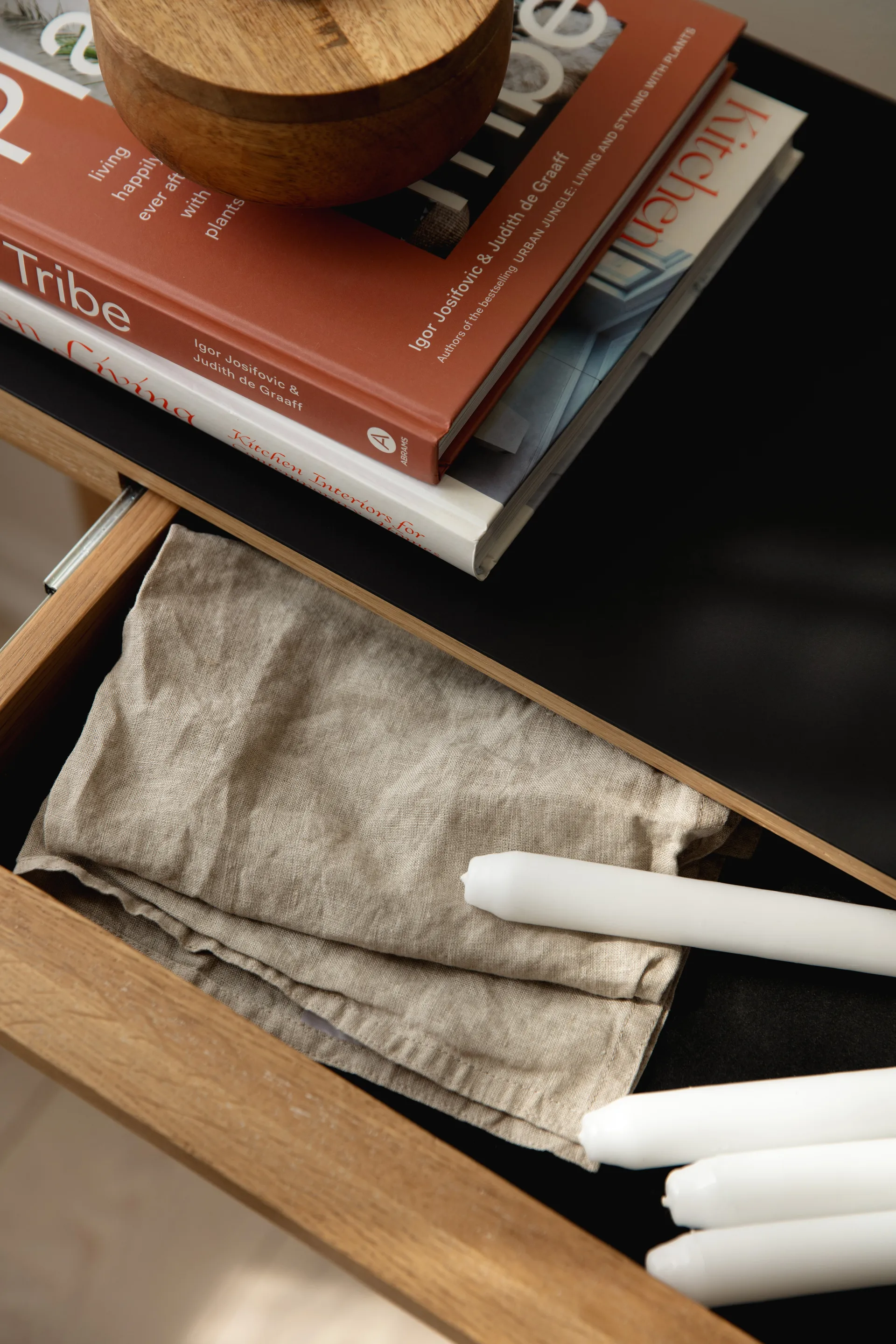 Heart'n'Soul console table 120 cm, Oak-obsidian black Umage