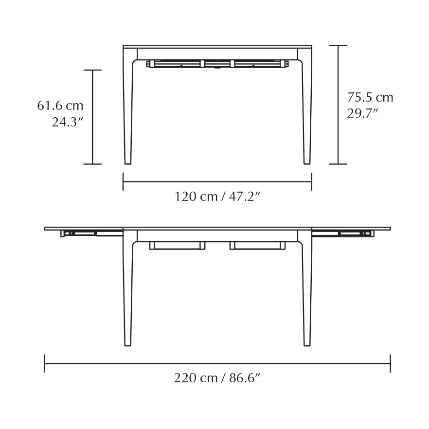 Heart'n'Soul dining table 90x120 cm, Oak-obsidian black Umage