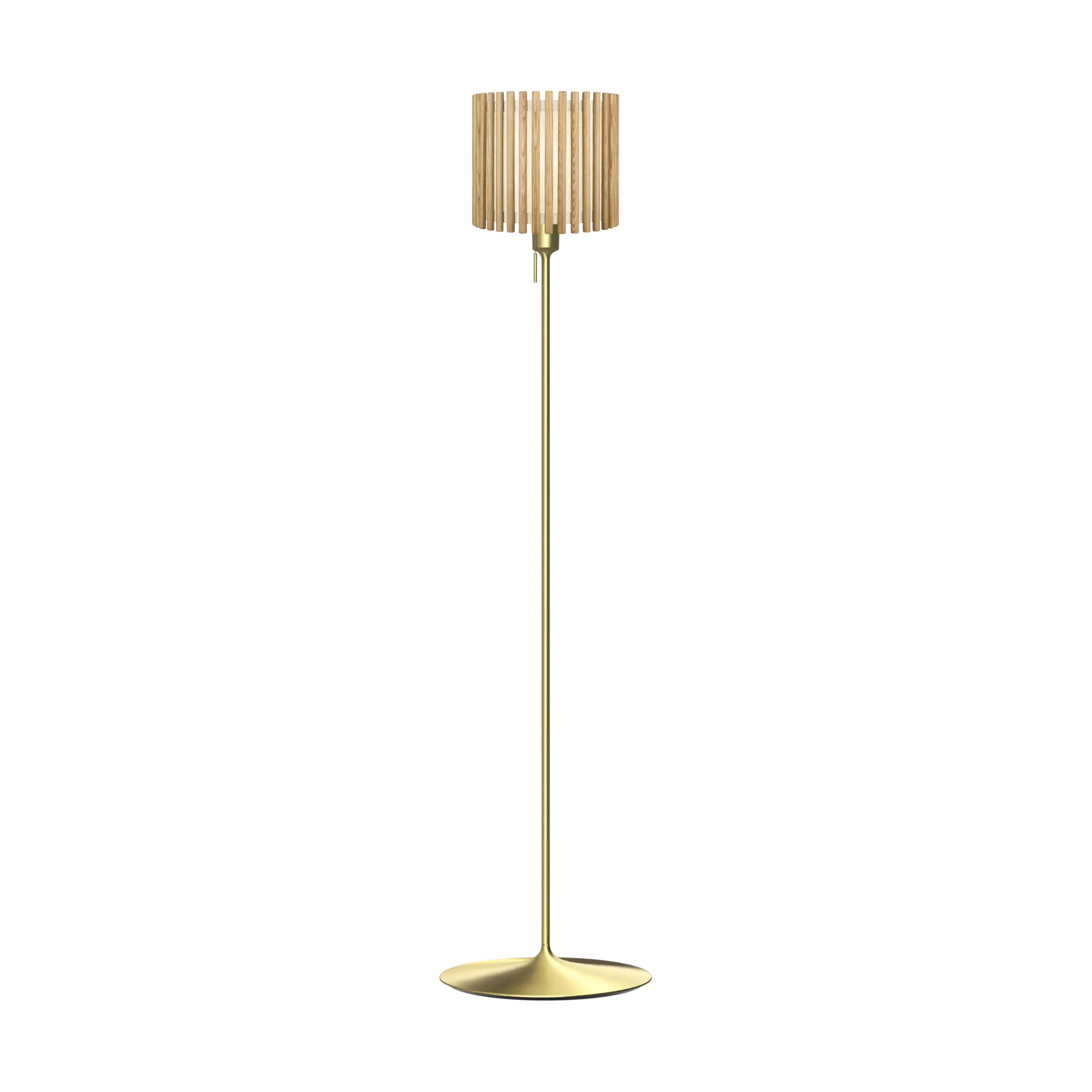 Komorebi floor lamp medium, Circle oak-Brush brass Umage