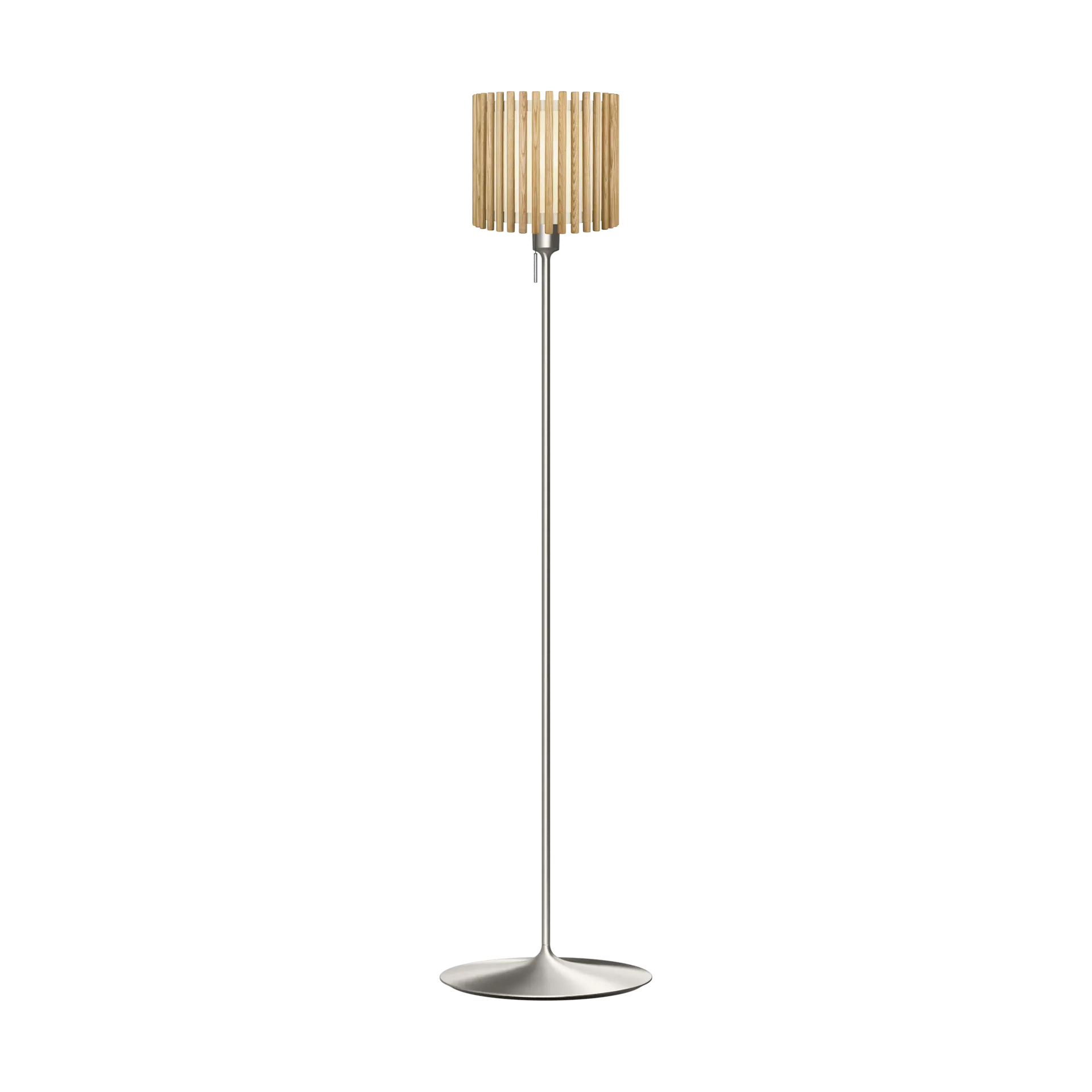 Komorebi floor lamp medium, Circle oak-Brushed steel Umage