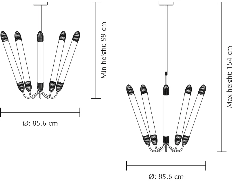 Lemon Squeeze Penta long ceiling lamp, Polished steel Umage