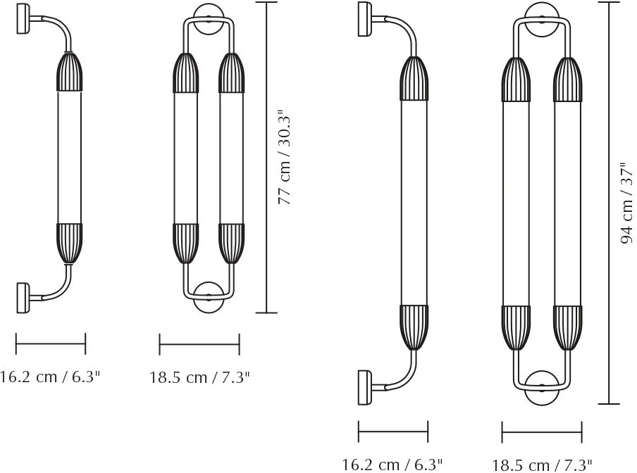 Lemon Squeeze Wall long wall lamp, Double polished steel Umage