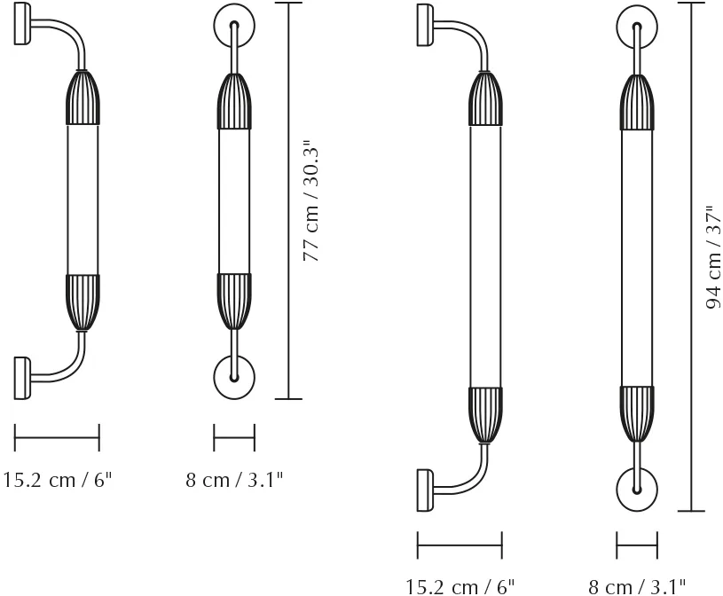 Lemon Squeeze Wall long wall lamp, Single plated brass Umage