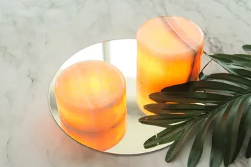 Marble table candle - Beige gloss, Ø8x4 cm - Unison