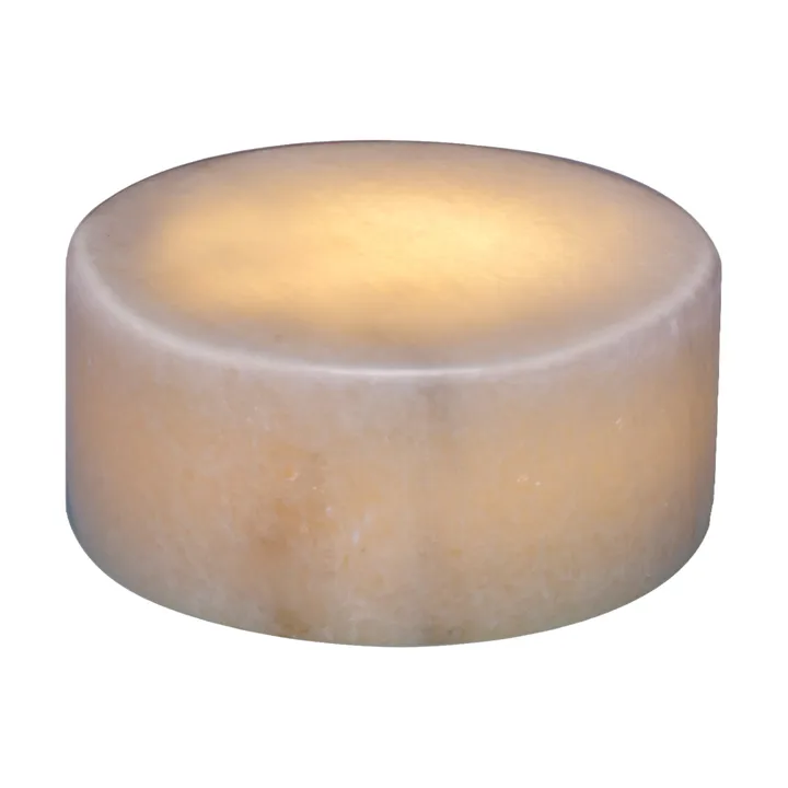 Marble table candle - White gloss, Ø8x4 cm - Unison