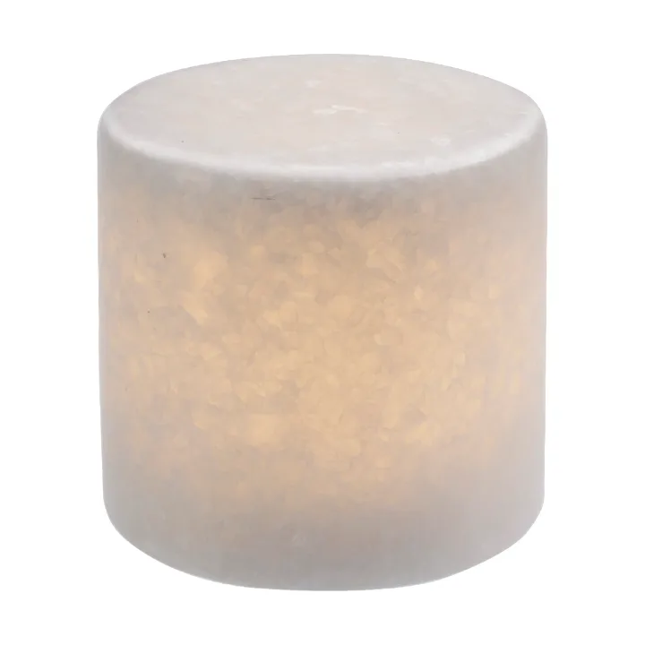 Marble table candle - White silk matte, Ø8x8 cm - Unison