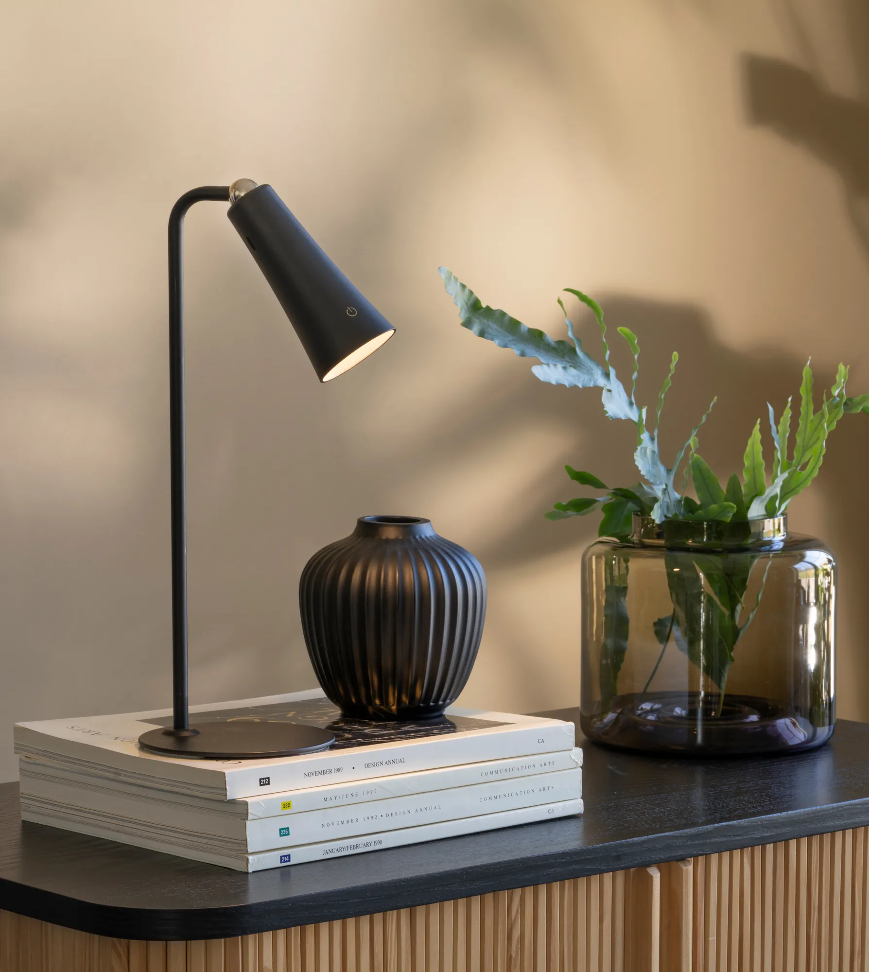 No Cable rechargeable desk lamp, Black, Ø11.7x34.8 cm Unison