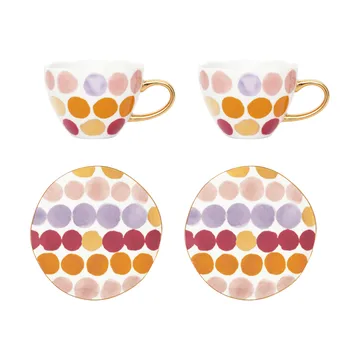 Good Morning Cappuccino cup with saucer 4 pieces - Spotted - URBAN NATURE CULTURE