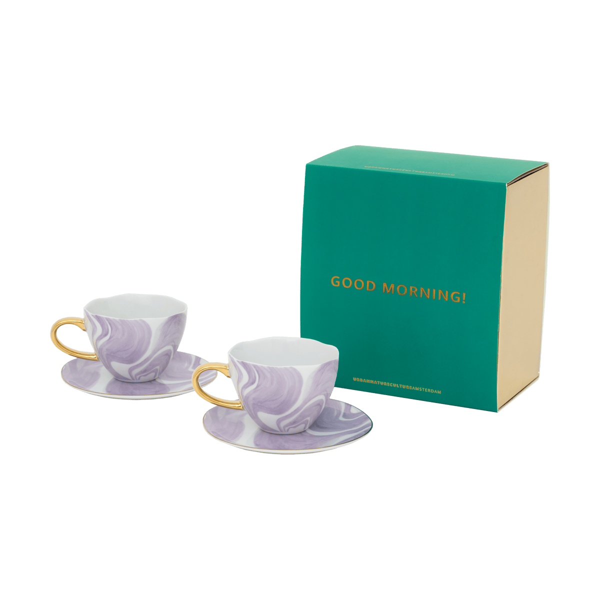 URBAN NATURE CULTURE Good Morning gift set Cappuccino mug & saucer 2-pack Valuri violet