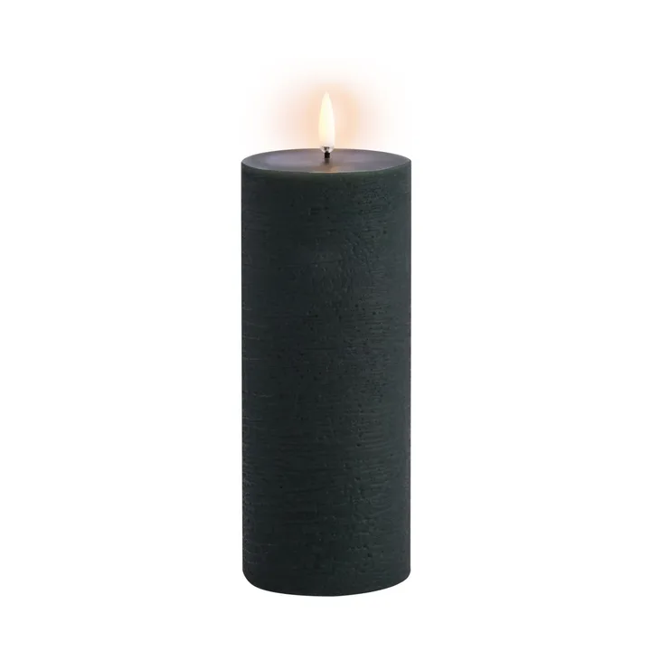 LED Pillar candle 7.8x20 cm Rustic - Green - Uyuni Lighting