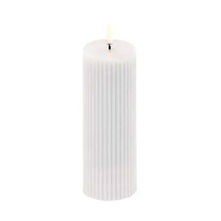 LED Pillar candle Ribbed Ø5,8x15 cm, White Uyuni Lighting