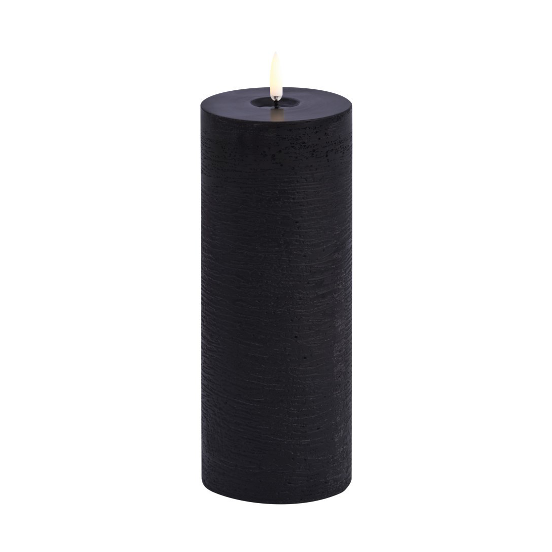 Uyuni Lighting Uyuni LED Block Candle melted Black rustic, o7.8x20 cm