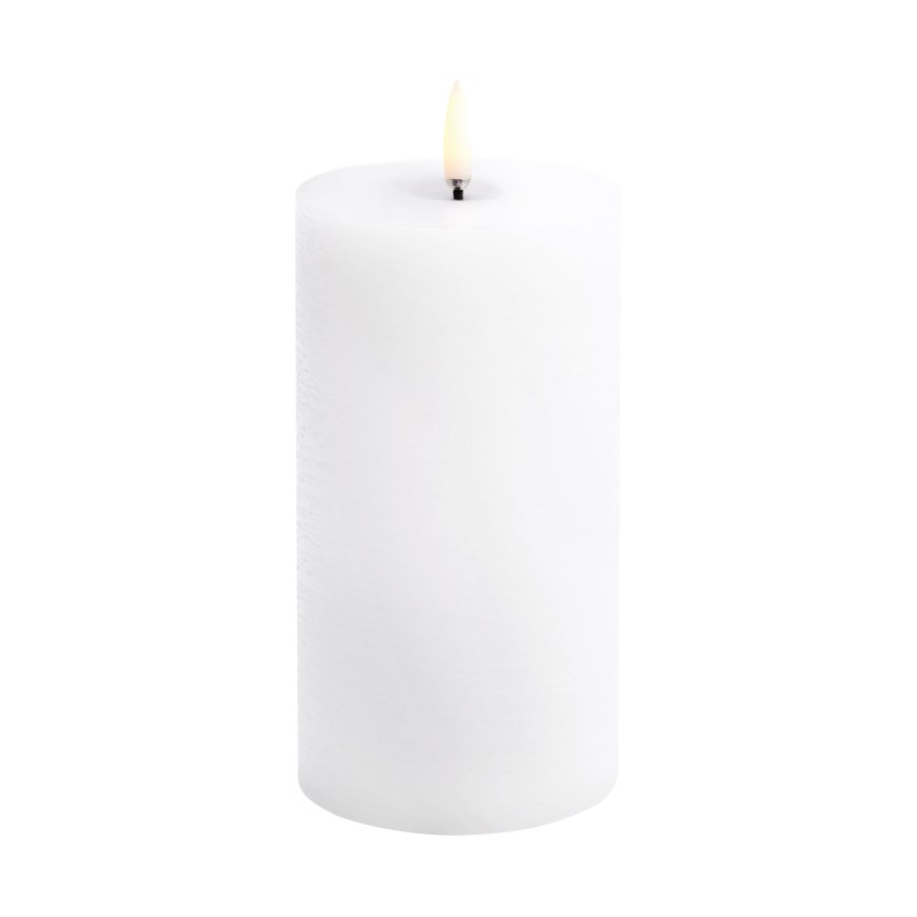 Uyuni Lighting Uyuni LED Block Candle melted White rustic, o7.8x15 cm