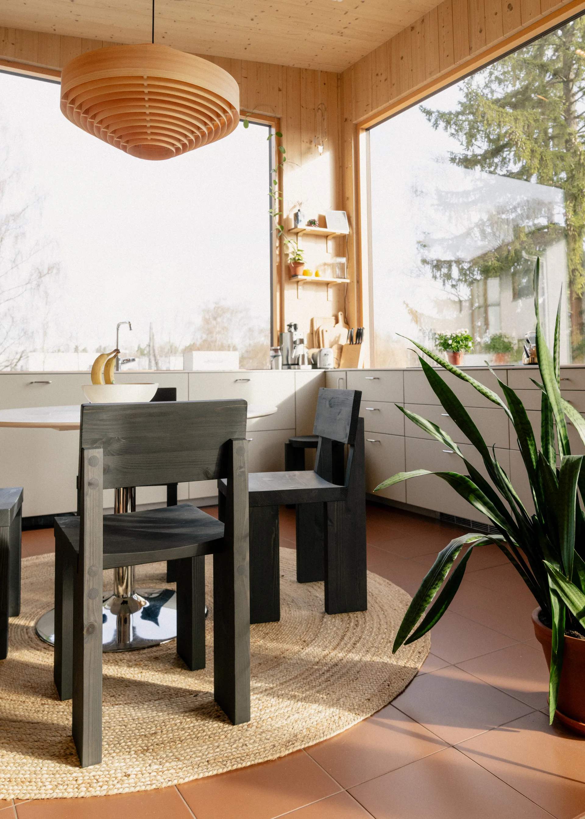 001 Dining Chair chair, Black-stained pine Vaarnii