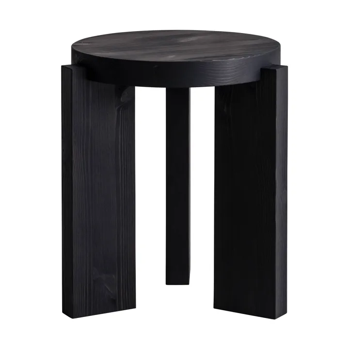 001 Stool round - Black-stained pine, Ø40x44 cm - Vaarnii