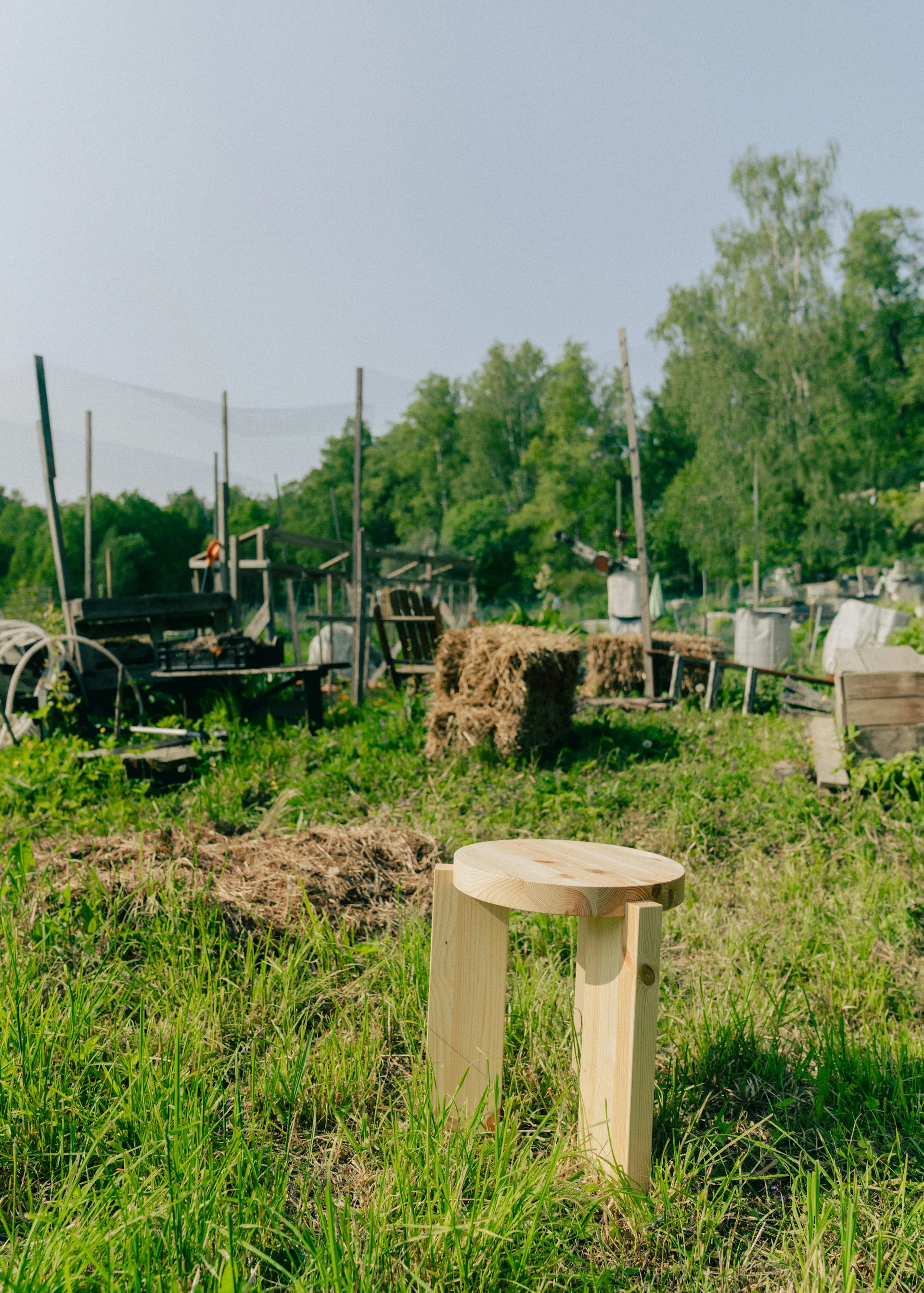 001 Stool stool, Matte oil-waxed pine, Ø40x44 cm Vaarnii
