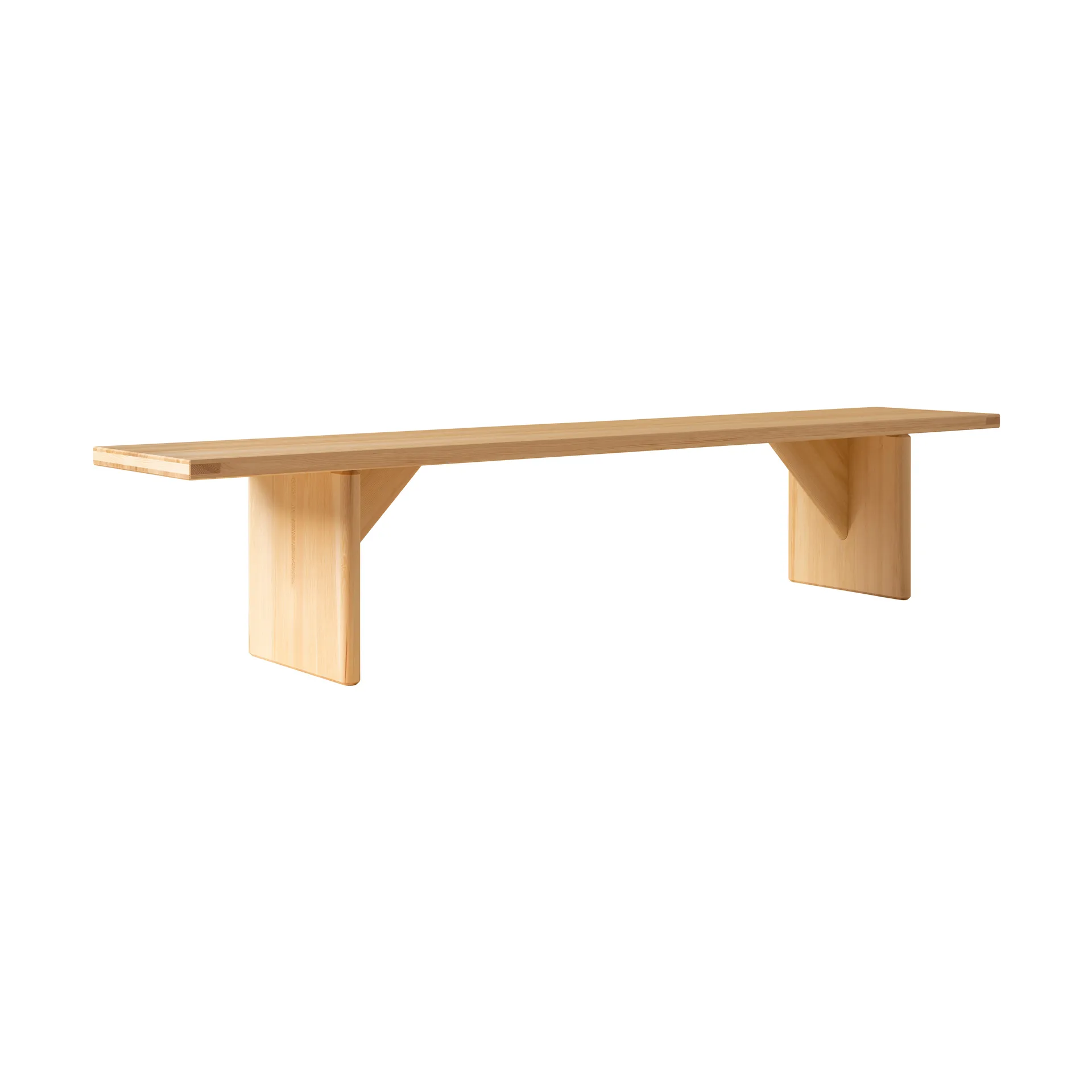 012 Kolmio Bench bench, Matte oil-waxed pine, 227x42x45 cm Vaarnii
