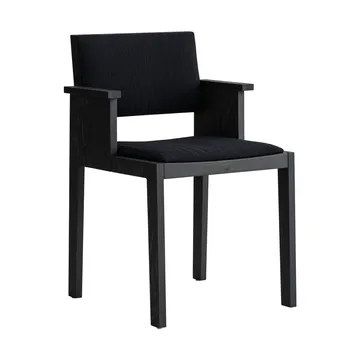 016 Maasto Dining Armchair armchair - Black-stained pine, front side upholstered in black - Vaarnii