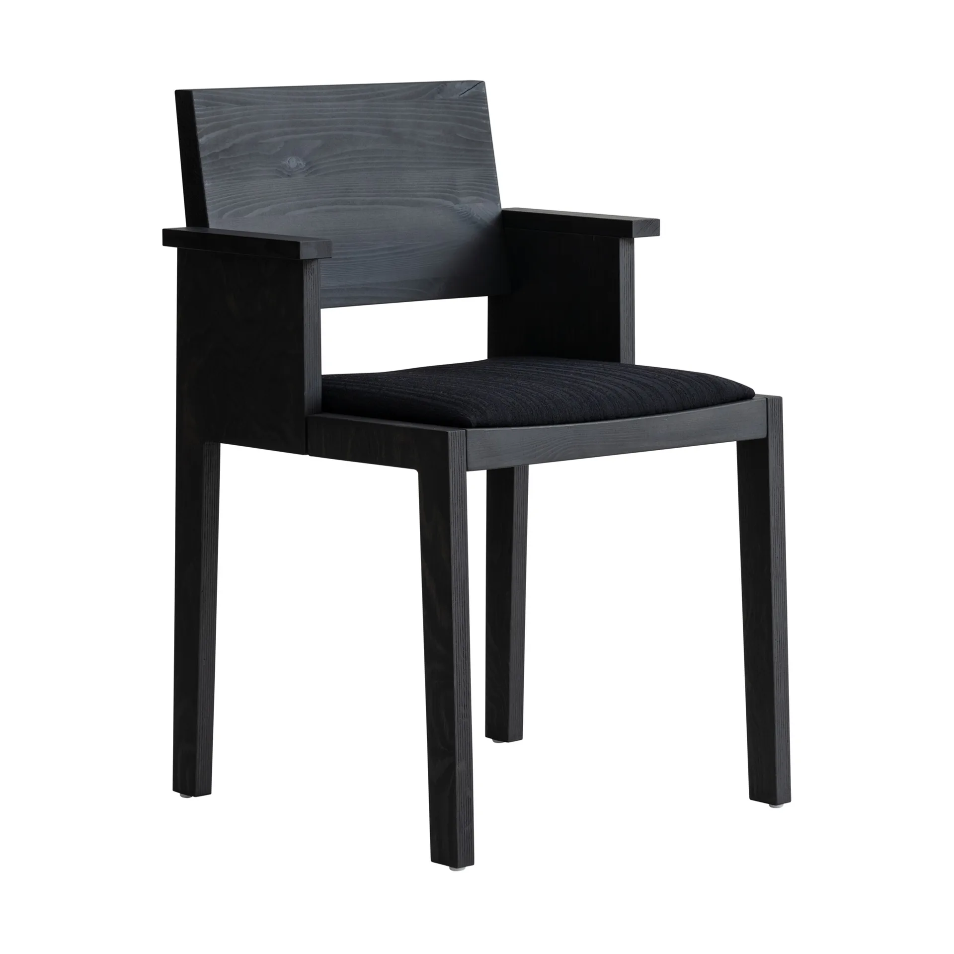 016 Maasto Dining Armchair armchair, Black-stained pine, upholstered black seat Vaarnii