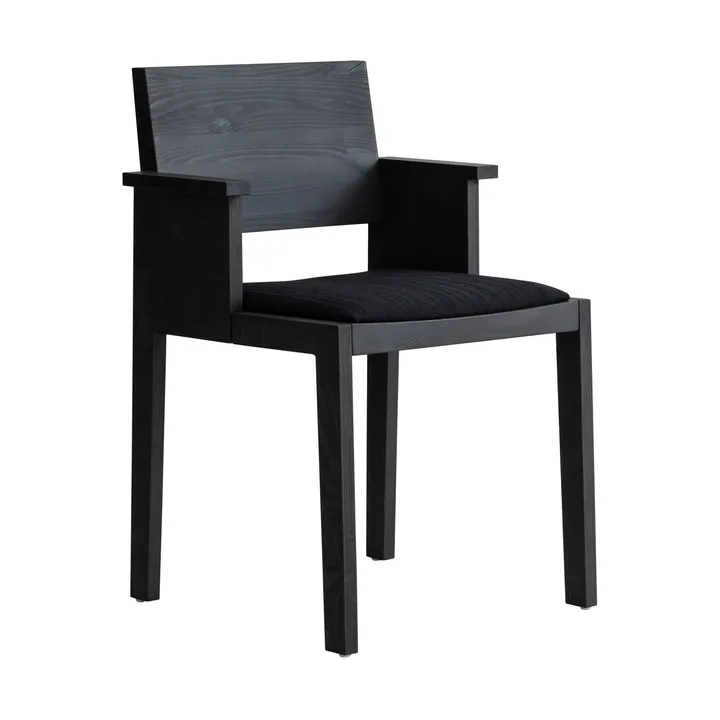 016 Maasto Dining Armchair armchair - Black-stained pine, upholstered black seat - Vaarnii