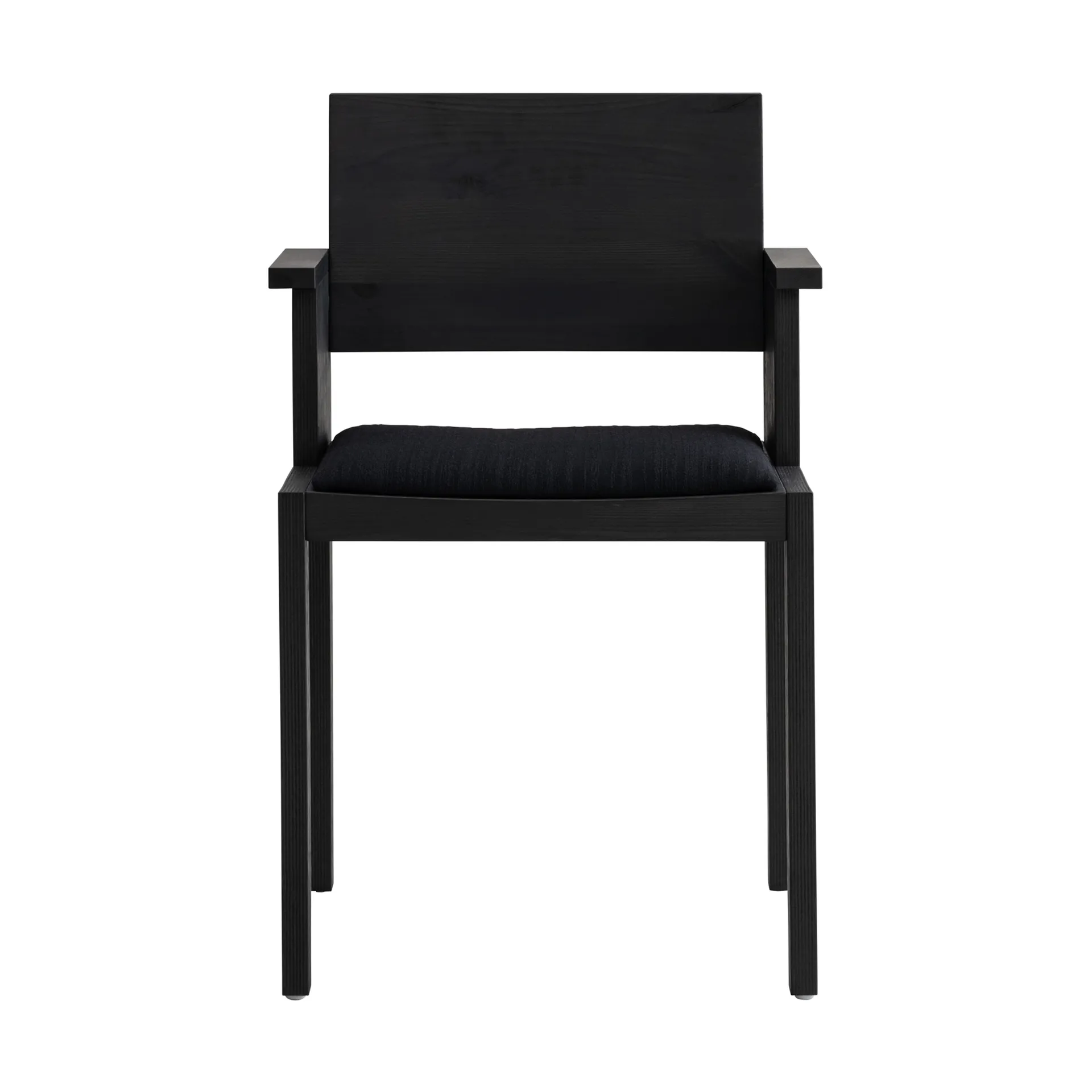 016 Maasto Dining Armchair armchair, Black-stained pine, upholstered black seat Vaarnii