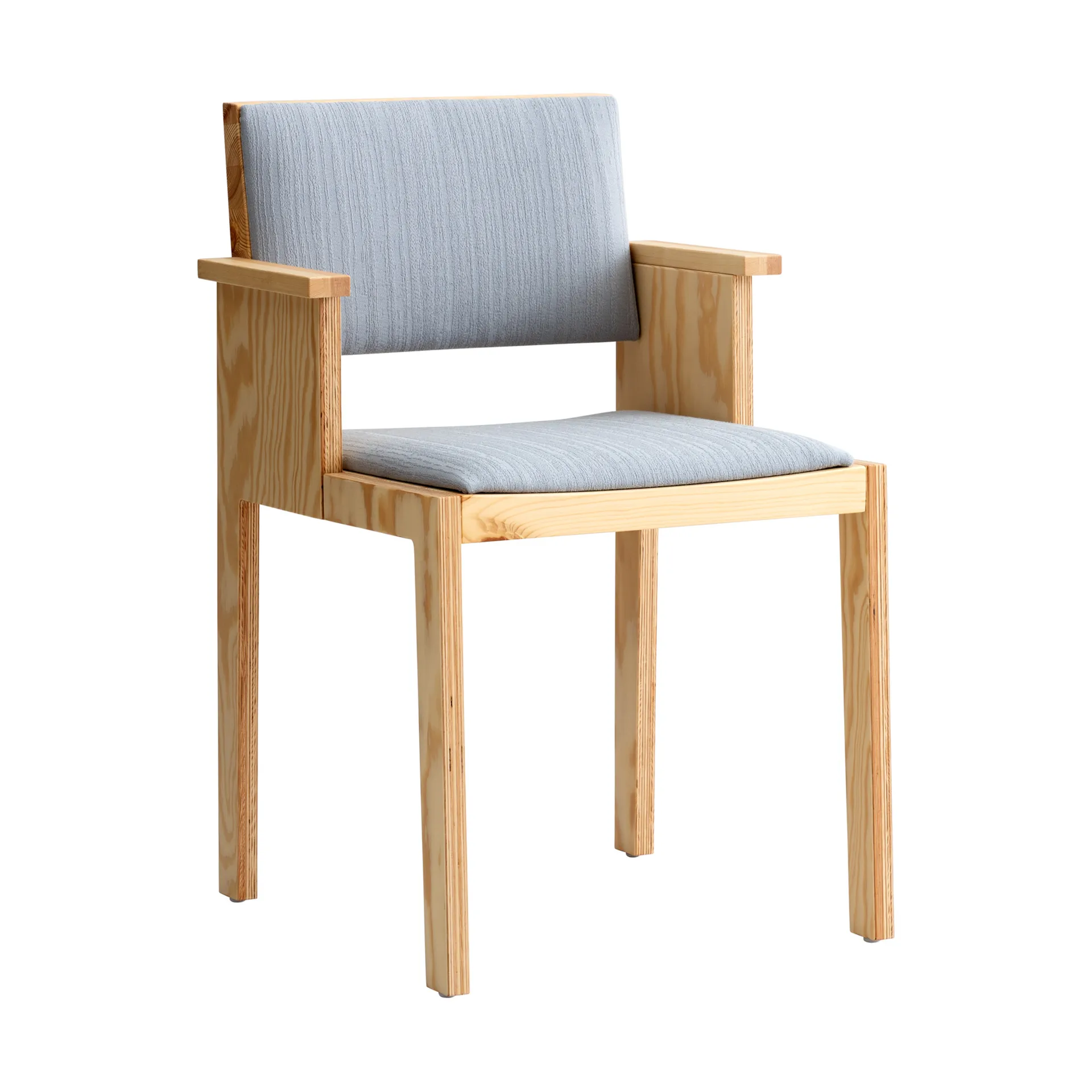 016 Maasto Dining Armchair armchair, Matte oil-waxed pine, front-sided in gray Vaarnii