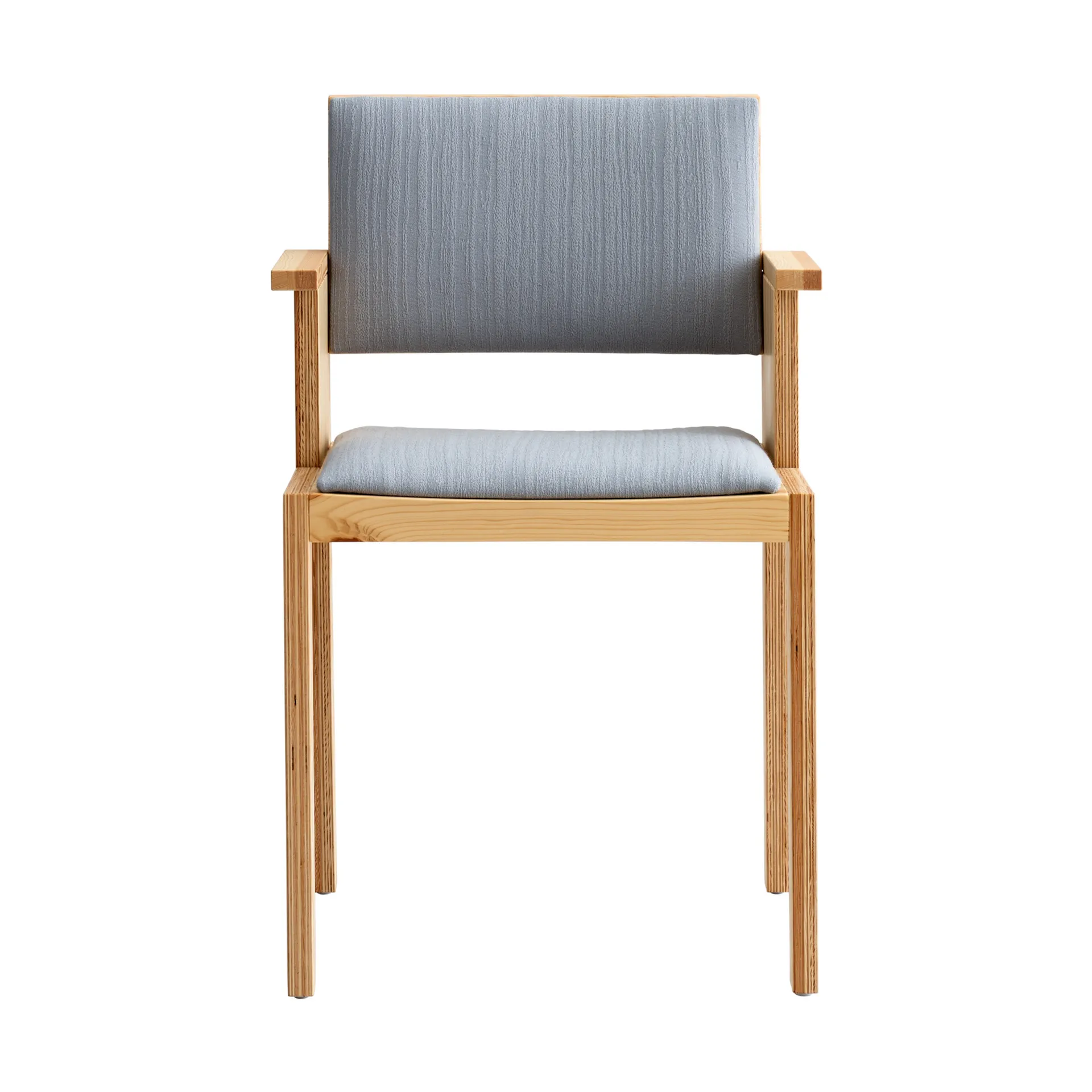 016 Maasto Dining Armchair armchair, Matte oil-waxed pine, front-sided in gray Vaarnii