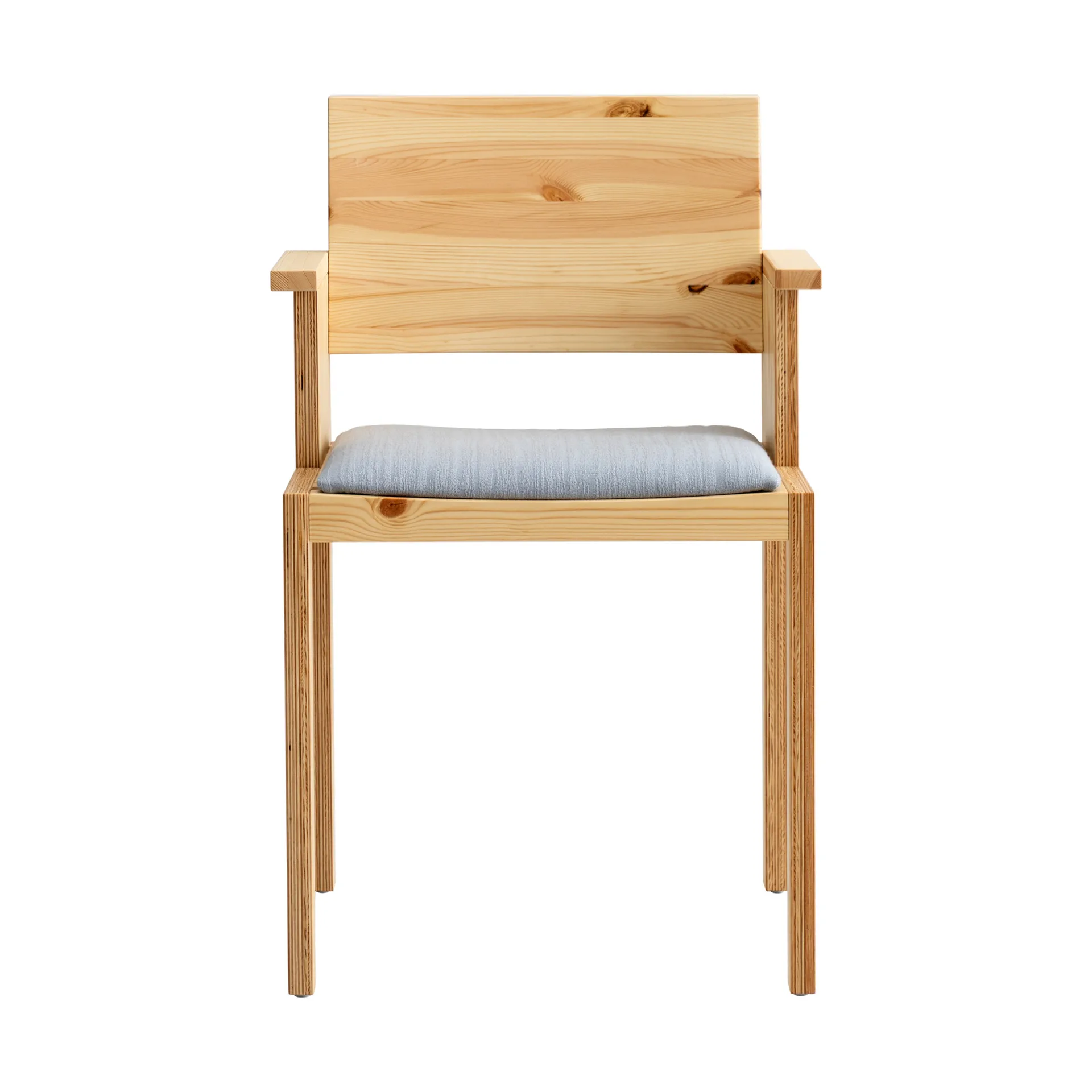 016 Maasto Dining Armchair armchair, Matte oil-waxed pine, upholstered grey seat Vaarnii