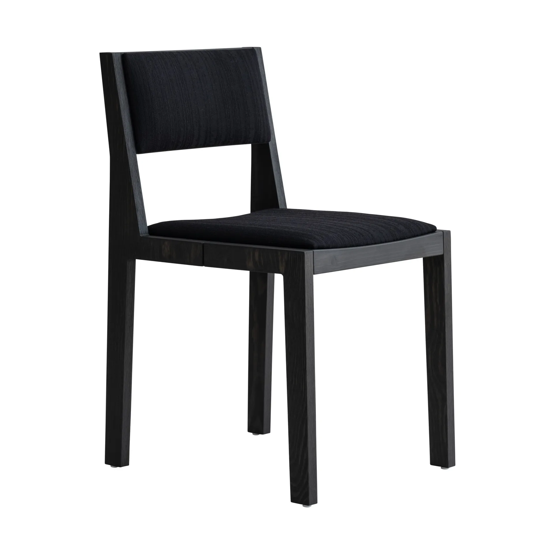 016 Maasto Dining Chair chair, Black-stained pine, front-upholstered in black Vaarnii