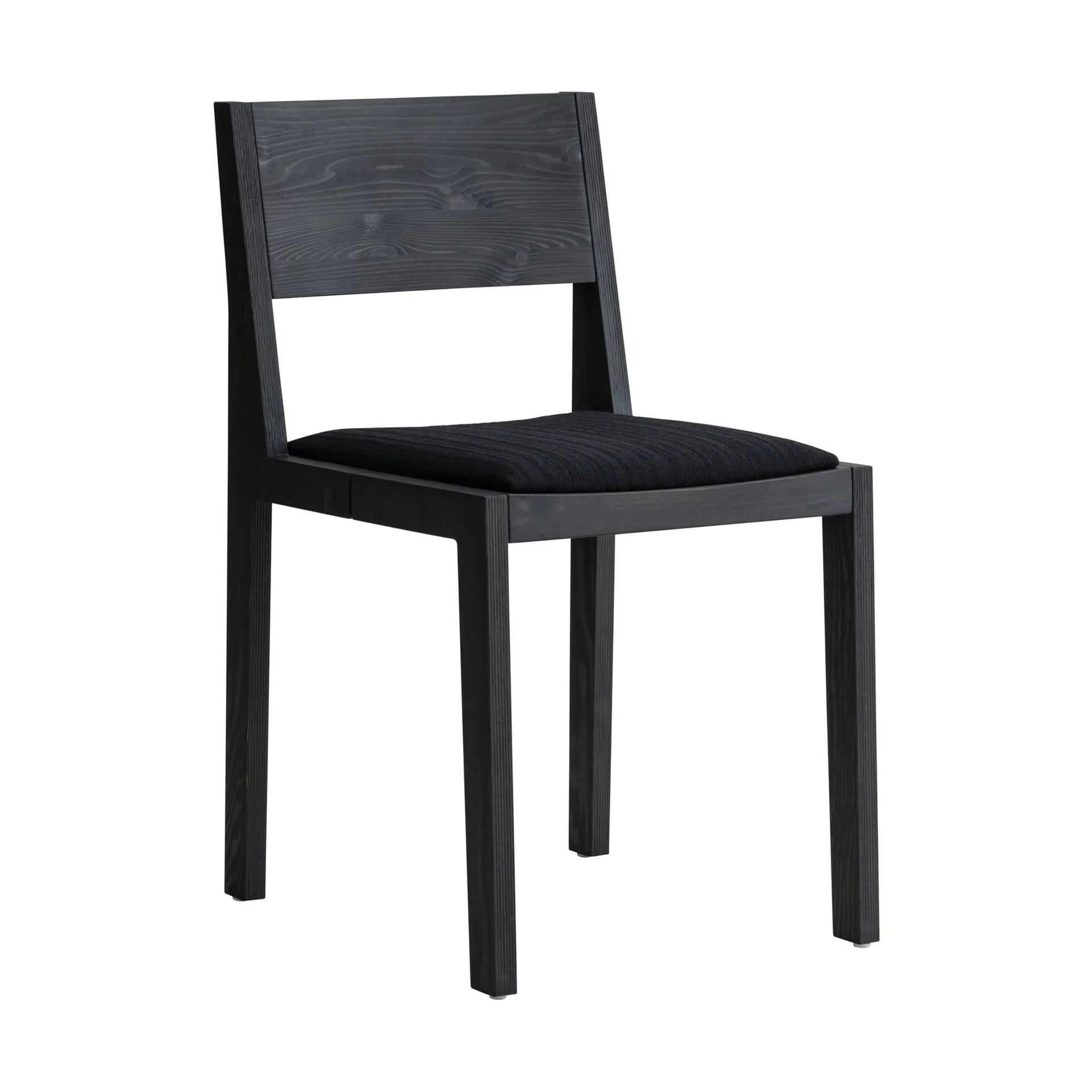 016 Maasto Dining Chair chair, Black-stained pine, upholstered black seat Vaarnii