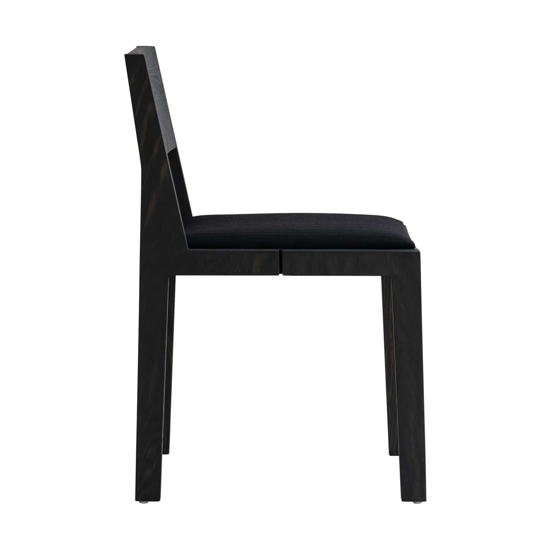 016 Maasto Dining Chair chair, Black-stained pine, upholstered black seat Vaarnii