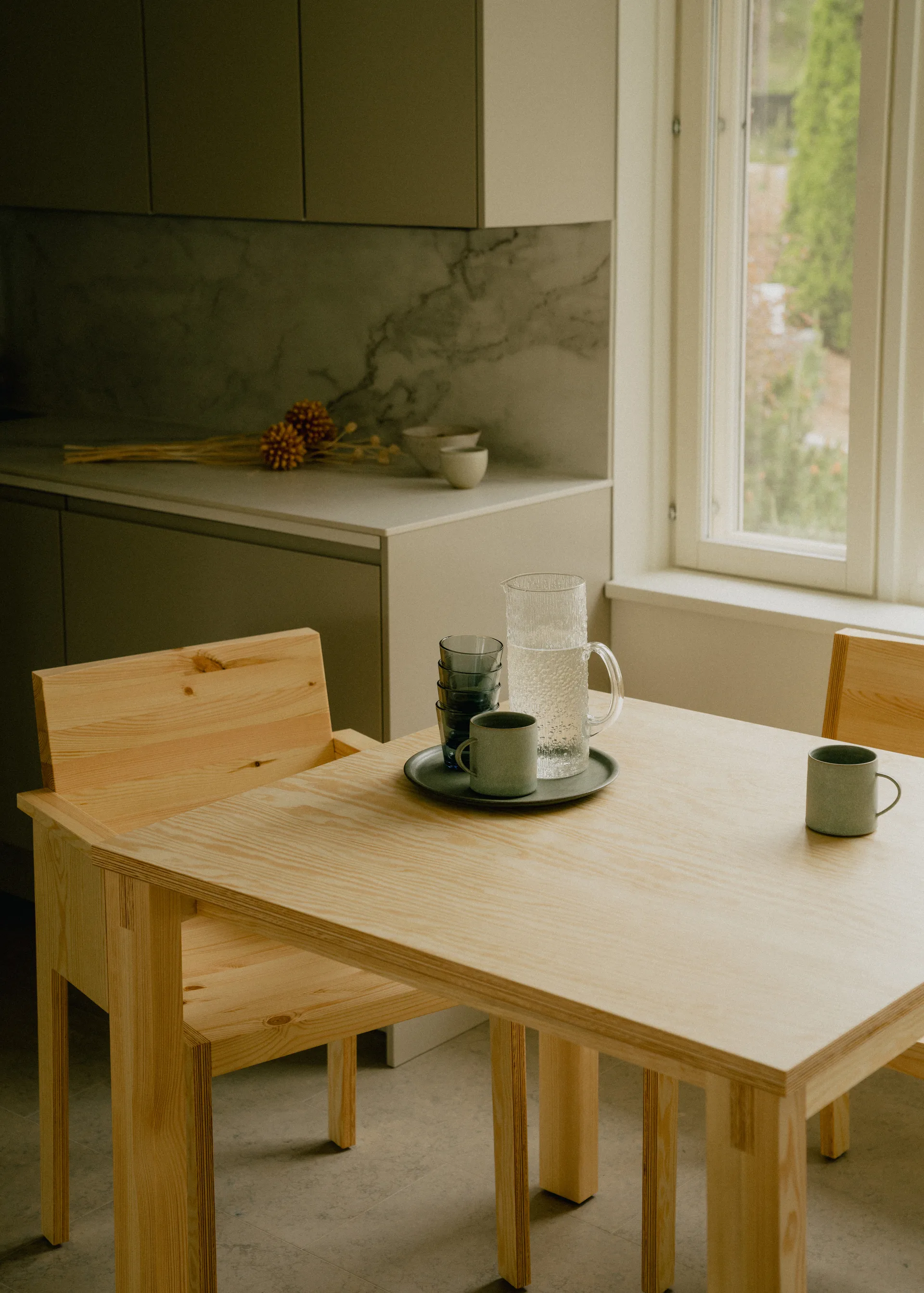 016 Maasto Table, Matte oil-waxed pine, 120x120x75 cm Vaarnii