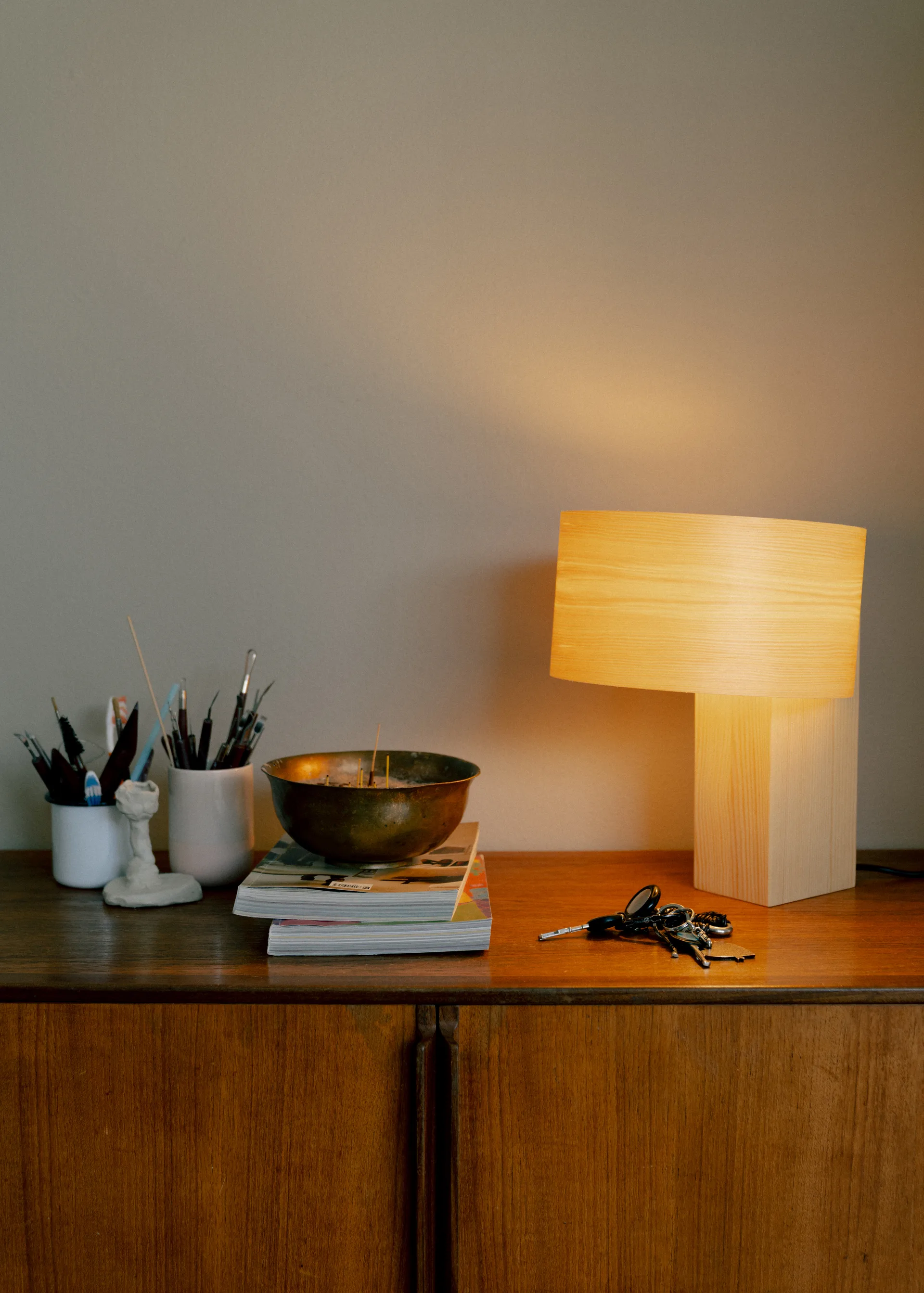 018 Hoop Table Lamp table lamp, Matte oil-waxed pine, 34 cm Vaarnii