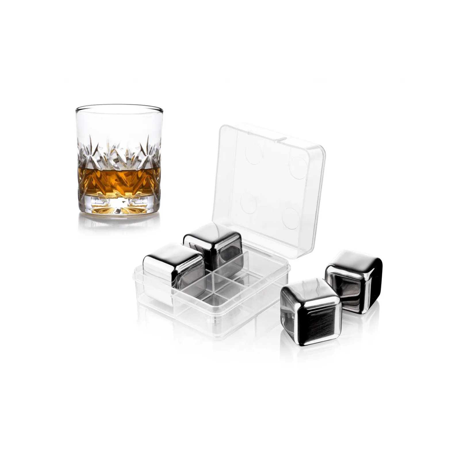 Vacuvin whiskey stones, Stainless steel, 4-pack Vacuvin