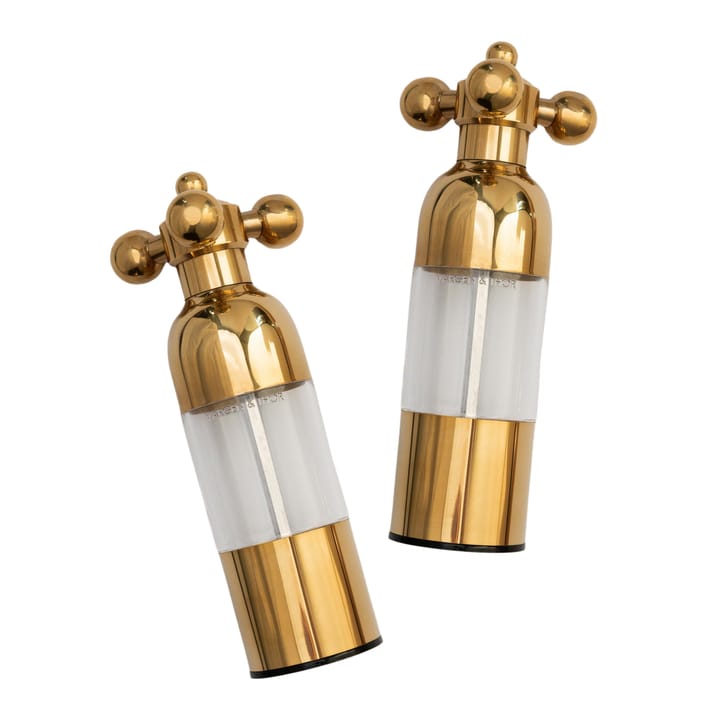 Oak Salt and Pepper Mill Set with Brass knobs – The Spice Sisters.co