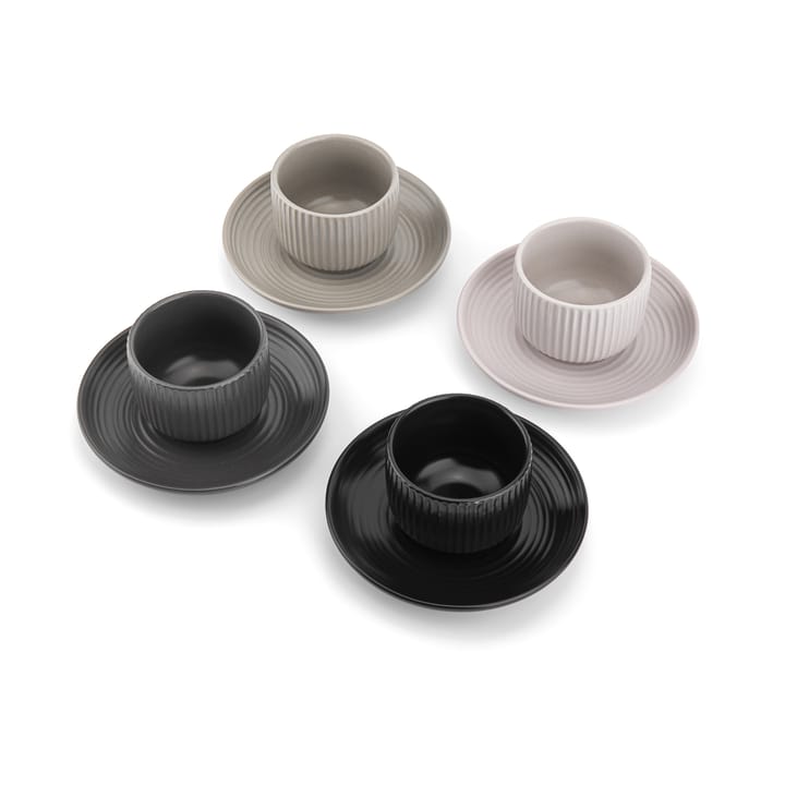 Duga espresso cup with saucer 4-pack, White. sandgrey. antracit. black Vargen & Thor