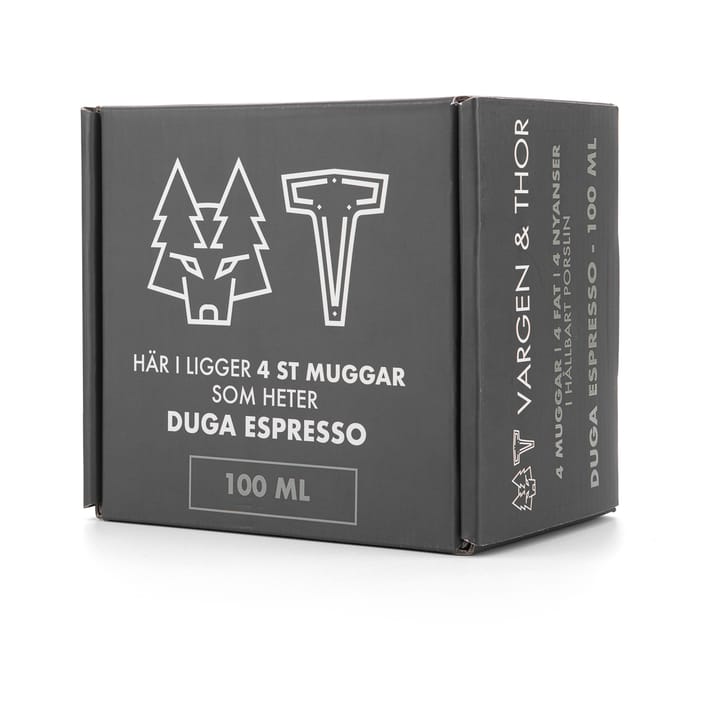 Duga espresso cup with saucer 4-pack, White. sandgrey. antracit. black Vargen & Thor
